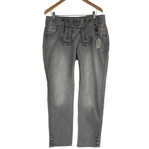 Country Line Trachenmode Pants Womens Size XL Gray Embroidered Austrian German